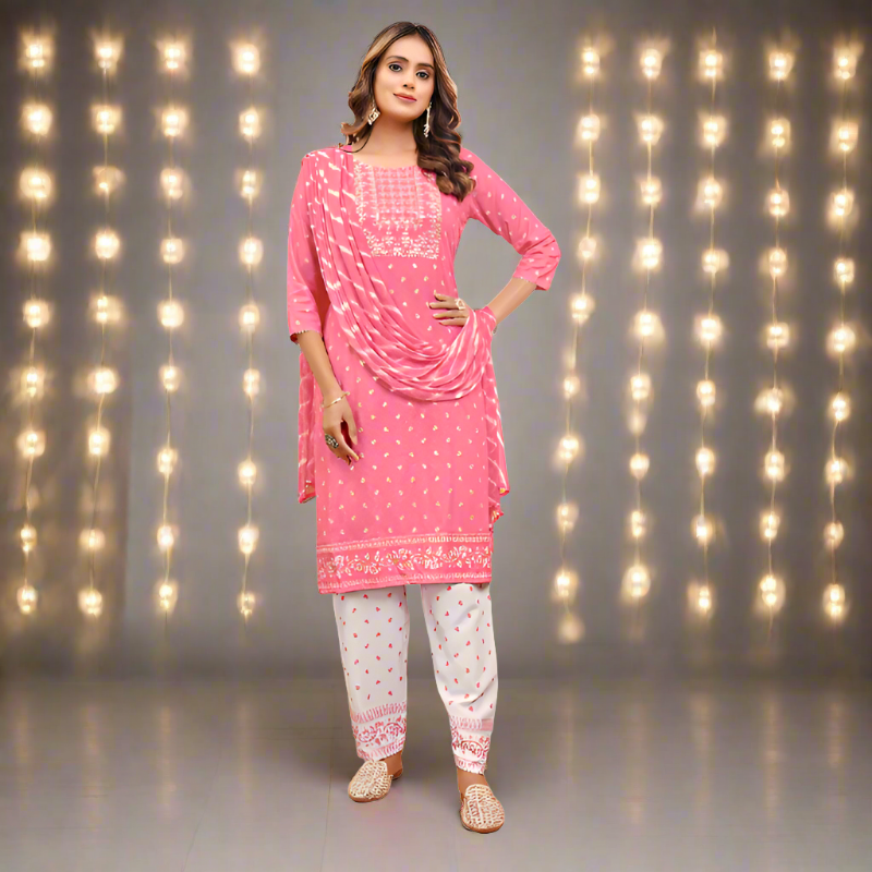 Women Pink Naira Cut Party Wear Kurta Suitmahezon