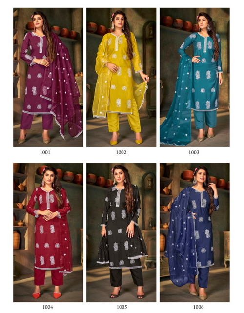 Load image into Gallery viewer, Women Ethnic Lakhnavi Kurti Pant Dupatta Set mahezon
