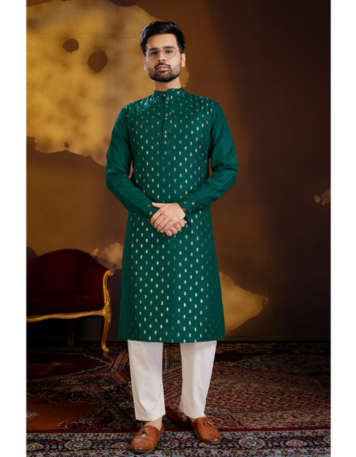 Load image into Gallery viewer, Men&#39;s Traditional Darkgreen Cotton Kurta with Pajama
