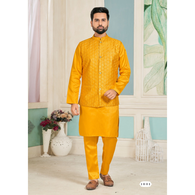 Traditional Diwali Mens Kurta Pant Jacket mahezon