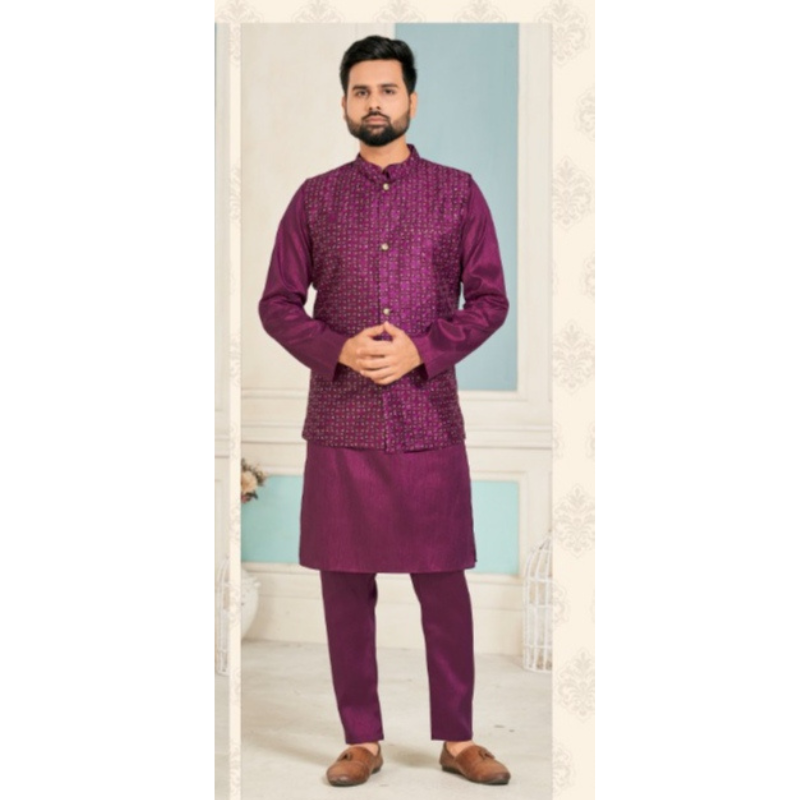 Traditional Diwali Mens Kurta Pant Jacket mahezon