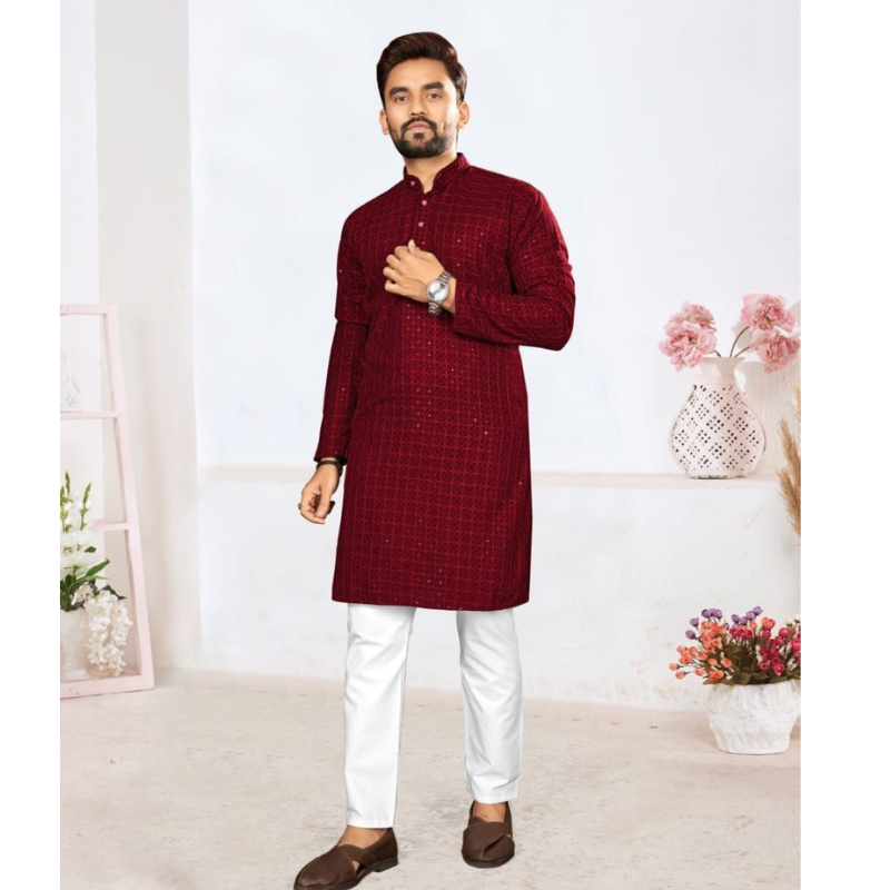 Men's Traditional Lucknowi Kurta Pajama Set mahezon