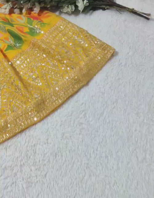 Load and play video in Gallery viewer, Party wear Sequin Embroidery Kids Girl Lehenga Choli Dupatta Yellow
