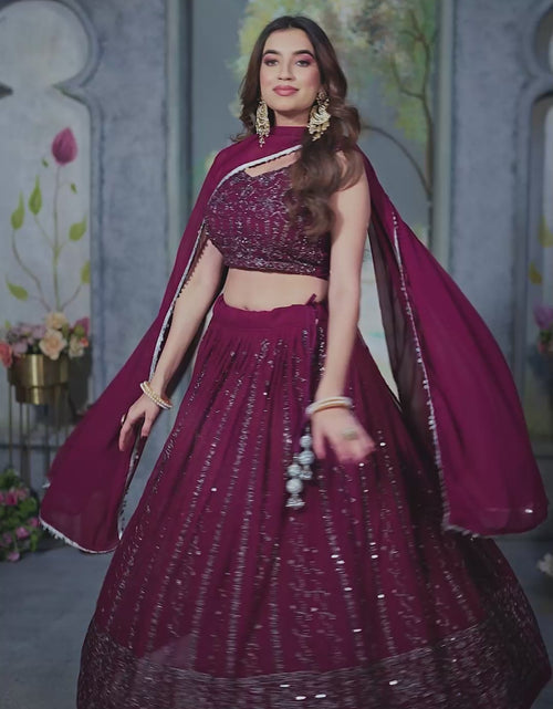 Load and play video in Gallery viewer, Women&#39;s Party wear Embroidery Lehenga Choli Dupatta
