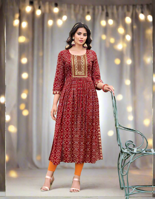 Classic Fashionable Trendy Comfortable Cool Long Plain Red Designer Kurtis  at Best Price in Kolkata | Zoovi Creation