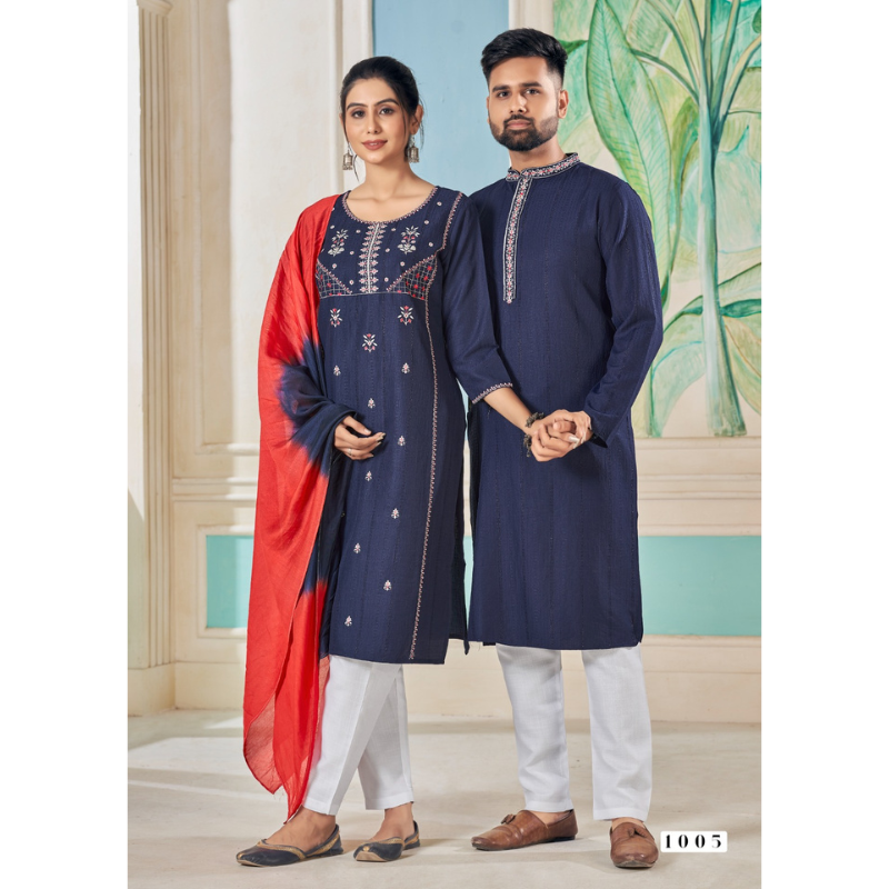 Traditional Diwali Couple Wear Same Matching Dress Set mahezon