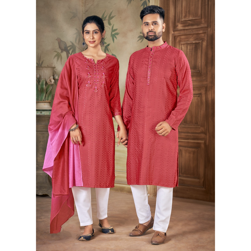 Beautiful Traditional Diwali Men and Women Couple Wear Same Matching Dress mahezon