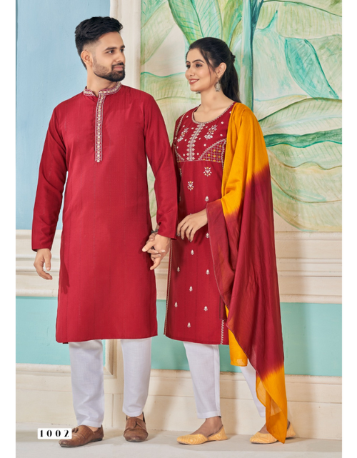 Cotton Traditional Wedding Couple Wear Same Matching Outfits – mahezon