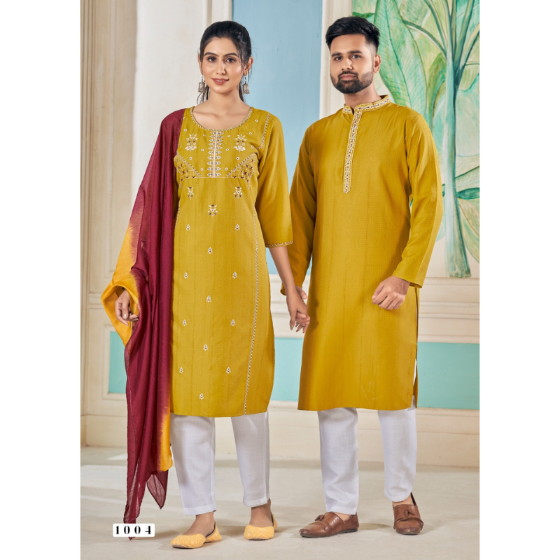 Traditional Diwali Couple Wear Same Matching Dress Set mahezon