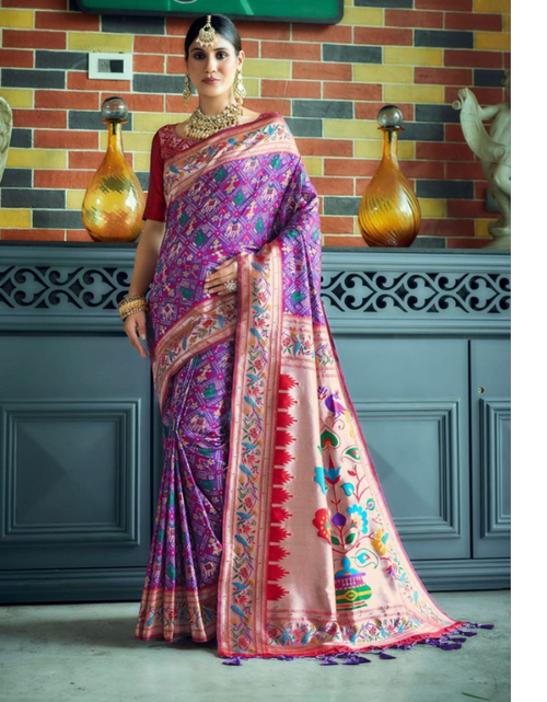 Banarasi Patola Bridal Sarees Hand work Embroidery Online India & USA –  Sunasa