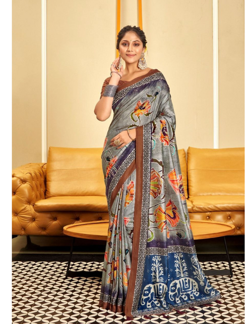 Load image into Gallery viewer, Women Dola Silk Floral Sarees
