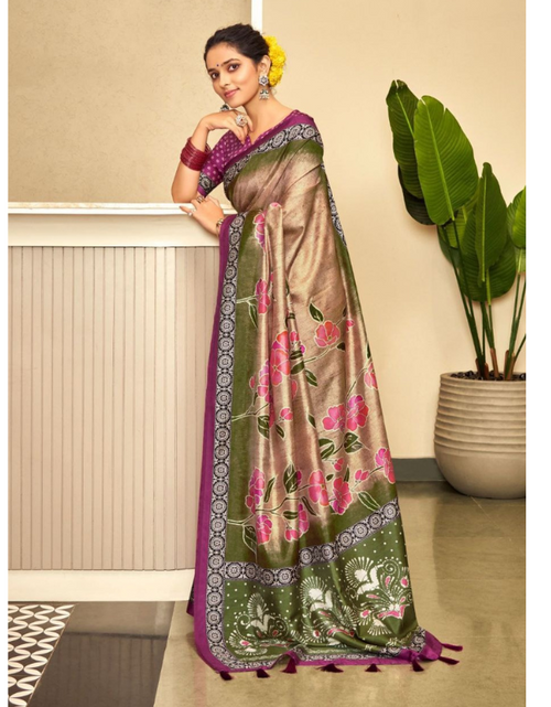 Load image into Gallery viewer, Women Dola Silk Floral Sarees
