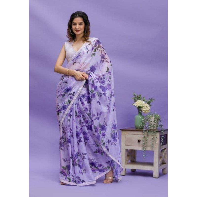Women Designer Floral Printed Saree mahezon