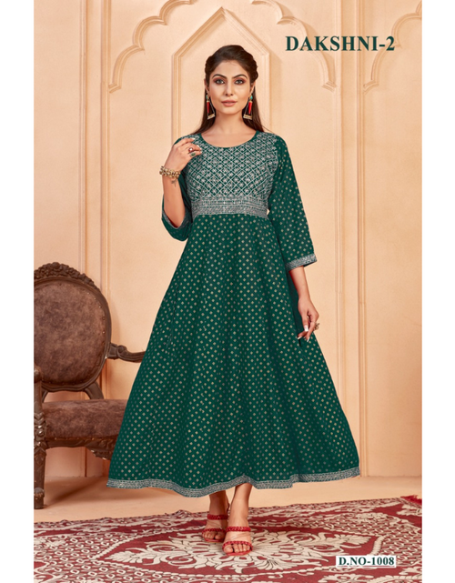 Buy Party Wear Gown In Dark Green Color By Blue Hills at Rs. 1200 online  from Surati Fabric Gown : V 3207