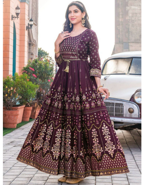Shop Maroon N Multicolored Floor Length Anarkali Suit Festive Wear Online  at Best Price | Cbazaar