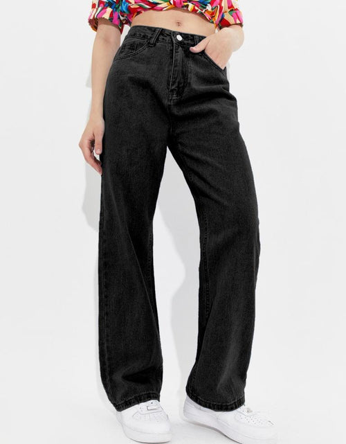Load image into Gallery viewer, Black High Waist Wide leg Women Jeans mahezon
