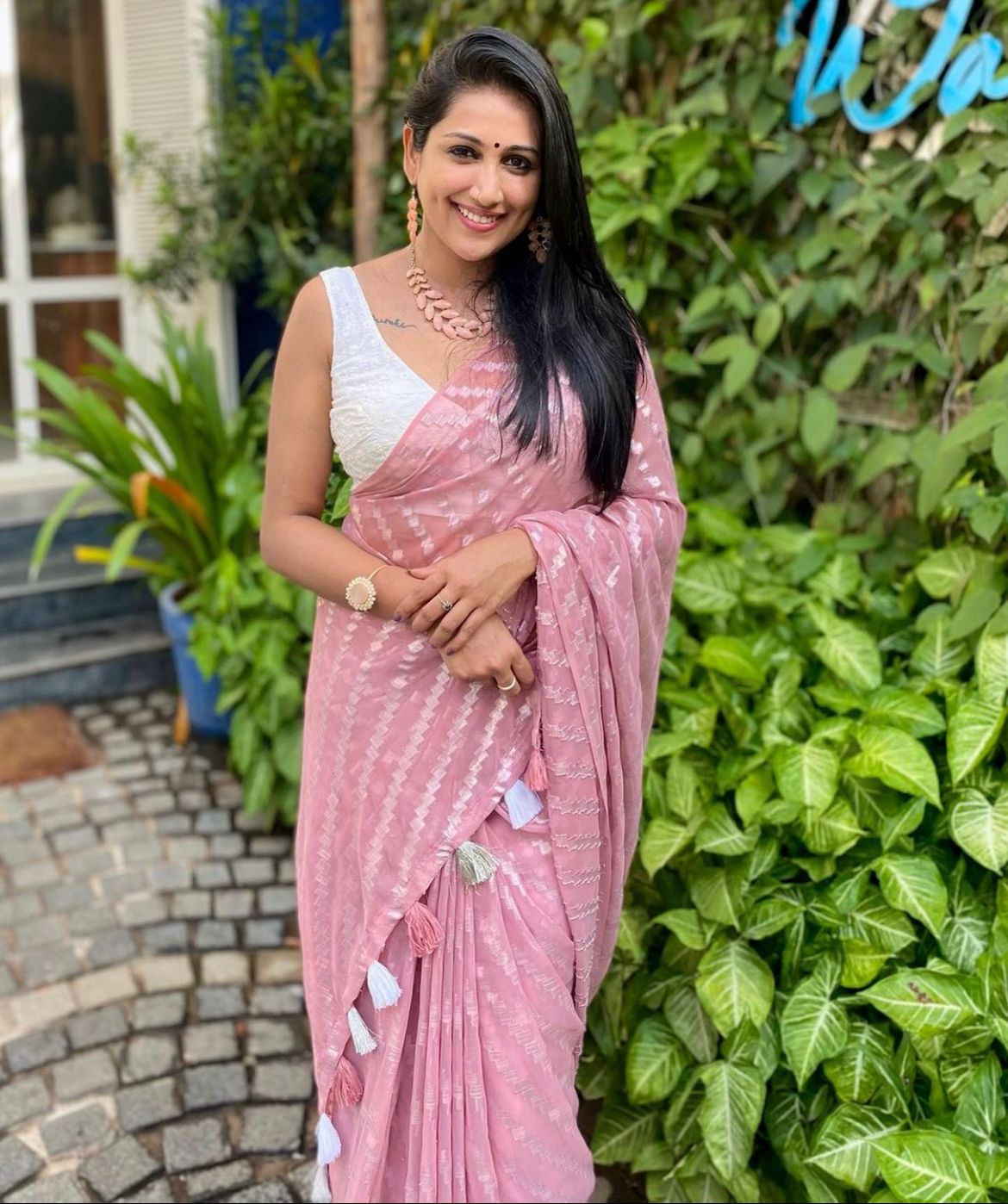 Beautiful Pink Leheriya Saree with blouse  mahezon