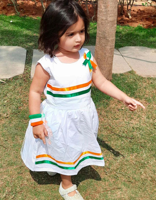 Load image into Gallery viewer, Independence Day Girls Tricolour Frock. mahezon
