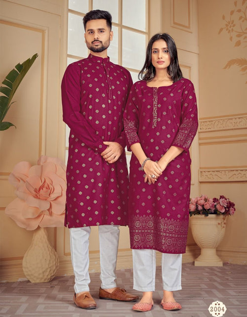 Load image into Gallery viewer, Traditional Red Cotton Couple Dress for Festival mahezon
