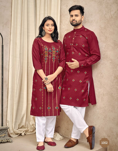 Load image into Gallery viewer, Beautiful Traditional Red Couple wear Same Matching Men and Women Dress. mahezon
