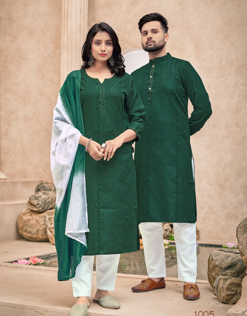 Load image into Gallery viewer, Copy of Beautiful Green Matching Couple dress for Men and Women  mahezon
