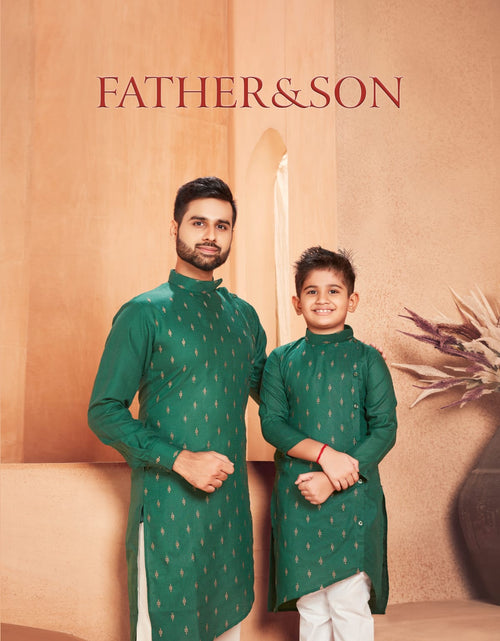 Load image into Gallery viewer, Beautiful Traditional Pure Cotton Father and Son Same Matching Kurta Pajama set.  mahezon
