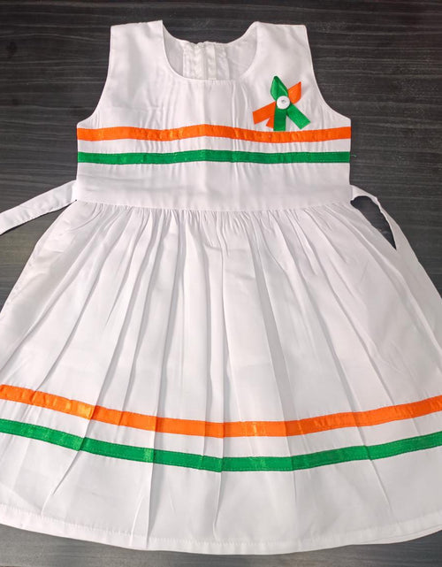 Load image into Gallery viewer, Independence Day Girls Tricolour Frock. mahezon

