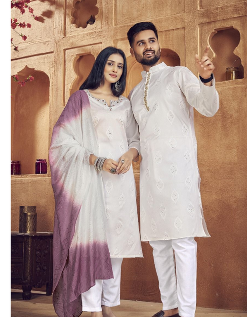 Load image into Gallery viewer, Beautiful Traditional White Matching Couple Dress. mahezon
