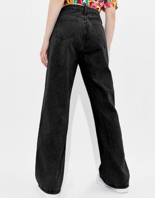 Load image into Gallery viewer, Black High Waist Wide leg Women Jeans mahezon
